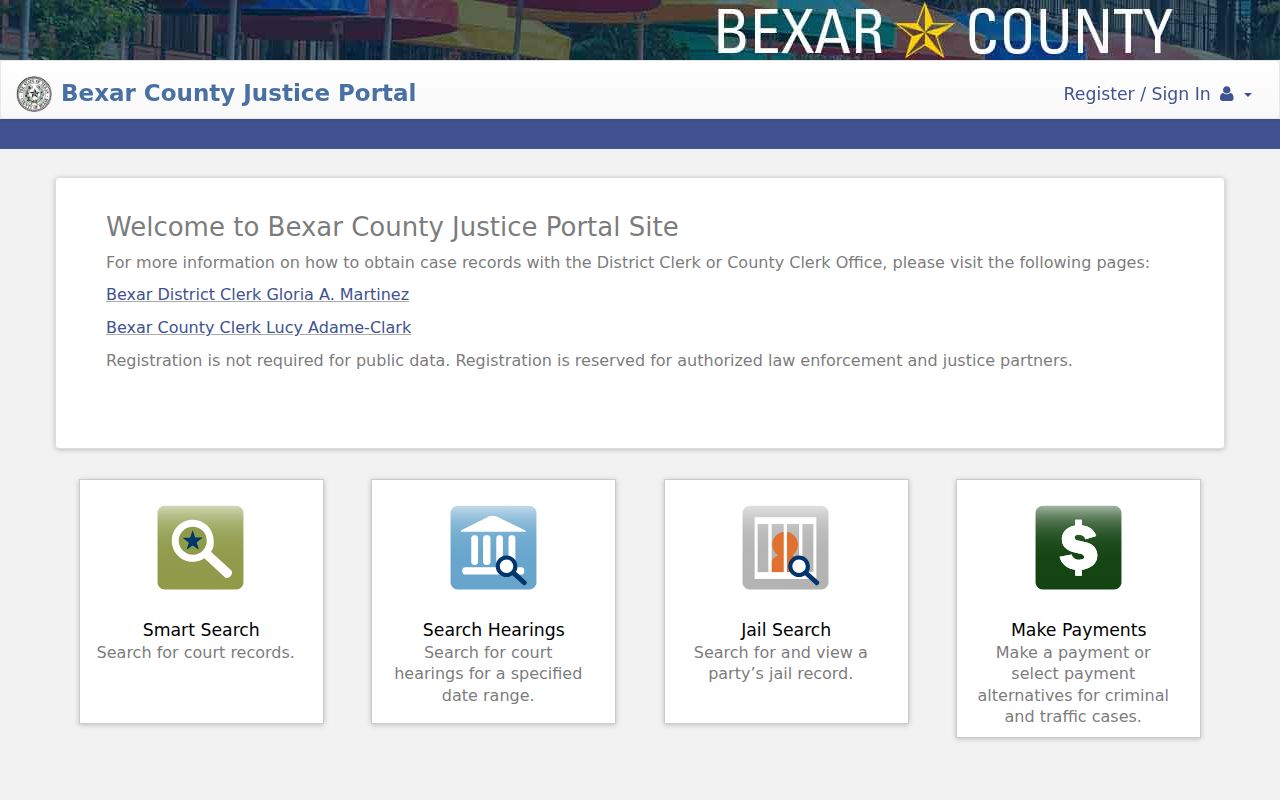 Converse residents directory Bexar County Justice Portal access notice