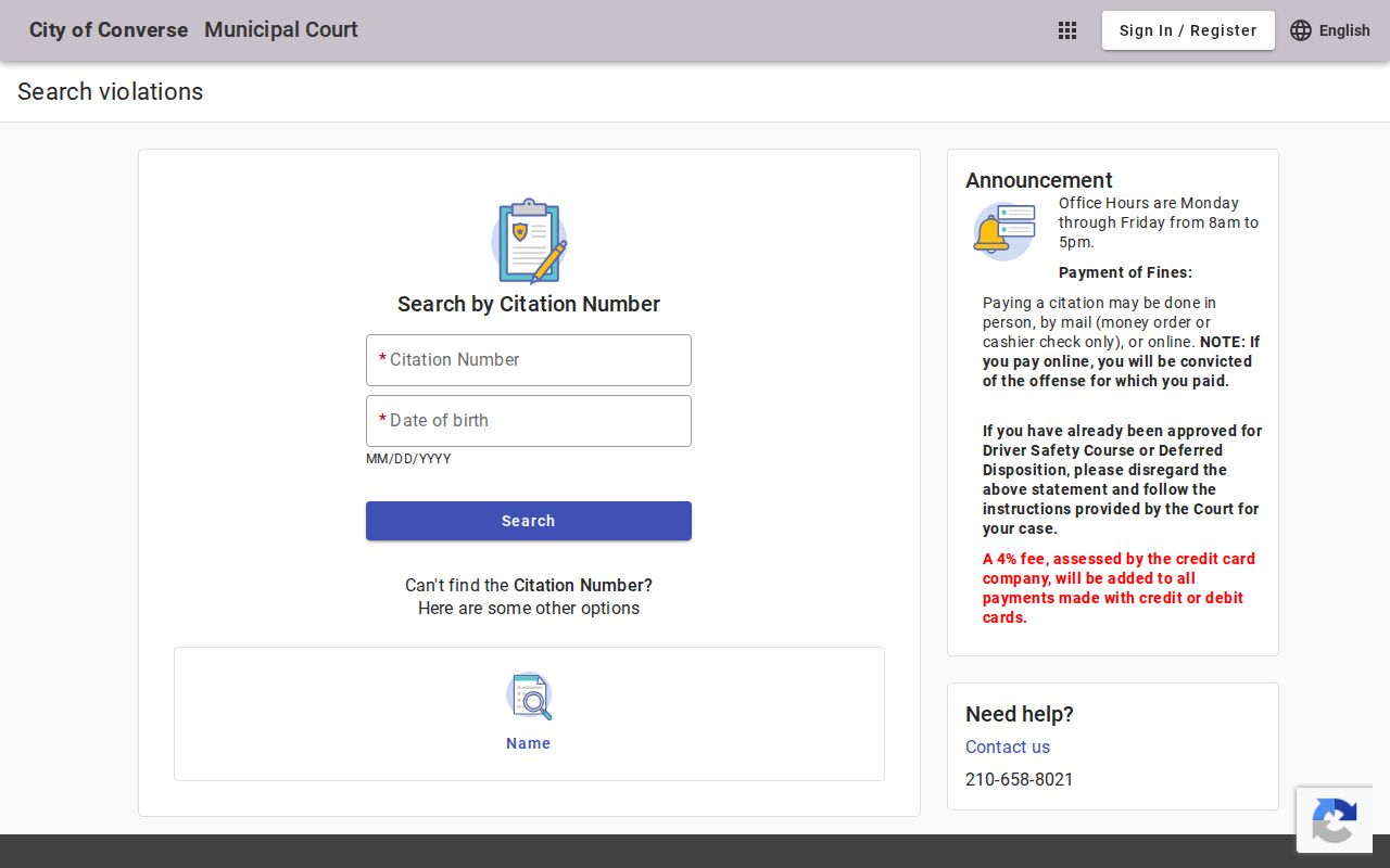 Converse residents directory municipal court search modes