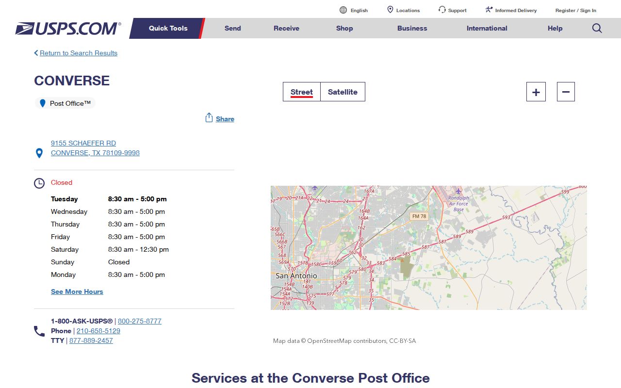 Converse ZIP code directory USPS Converse Post Office details